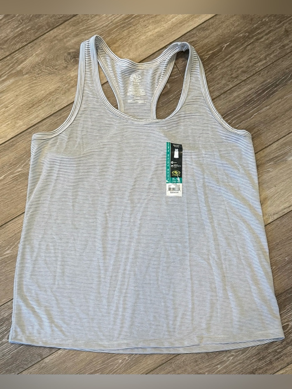 Grey White Striped Racerback Tank Top